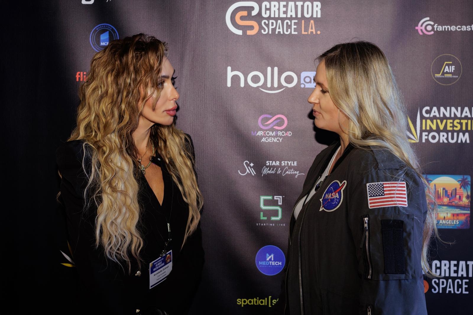 Annabella interviewing an event guest